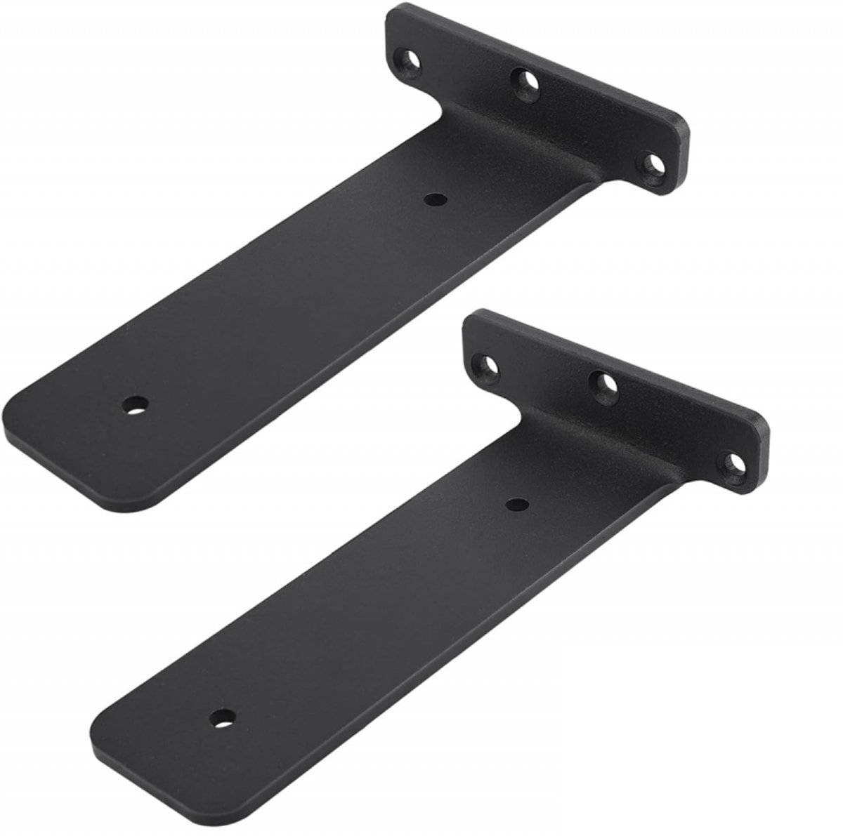 2 pieces - Support frame - Wall bracket - Metal shelf brackets - Floating shelf bracket - Stainless steel bracket - Shelf brackets with thick screws - Furniture accessories - Black - 150 mm