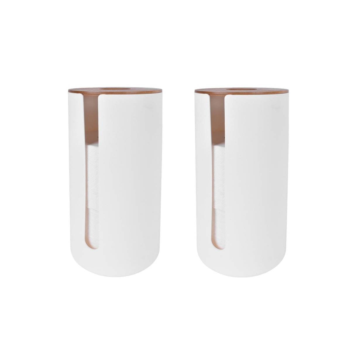 2 Pcs Bamboo Lid Toilet Roll Storage Holder – Clevinger Series, Eco-Friendly Moso Bamboo