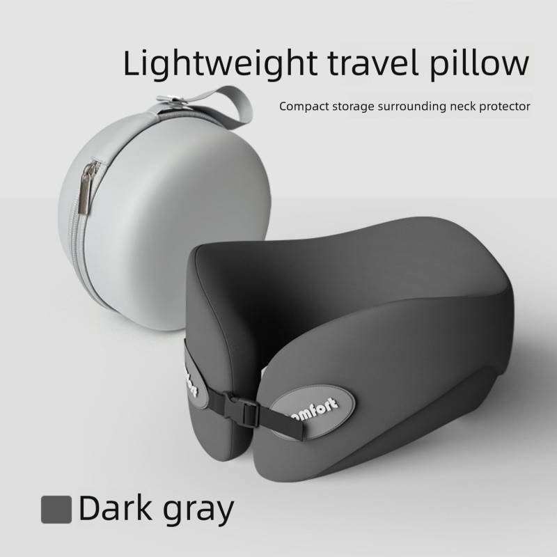 Dark gray Memory Foam U-Shaped Travel Neck Pillow – Ergonomic Support for Airplane, Car, and Office Use