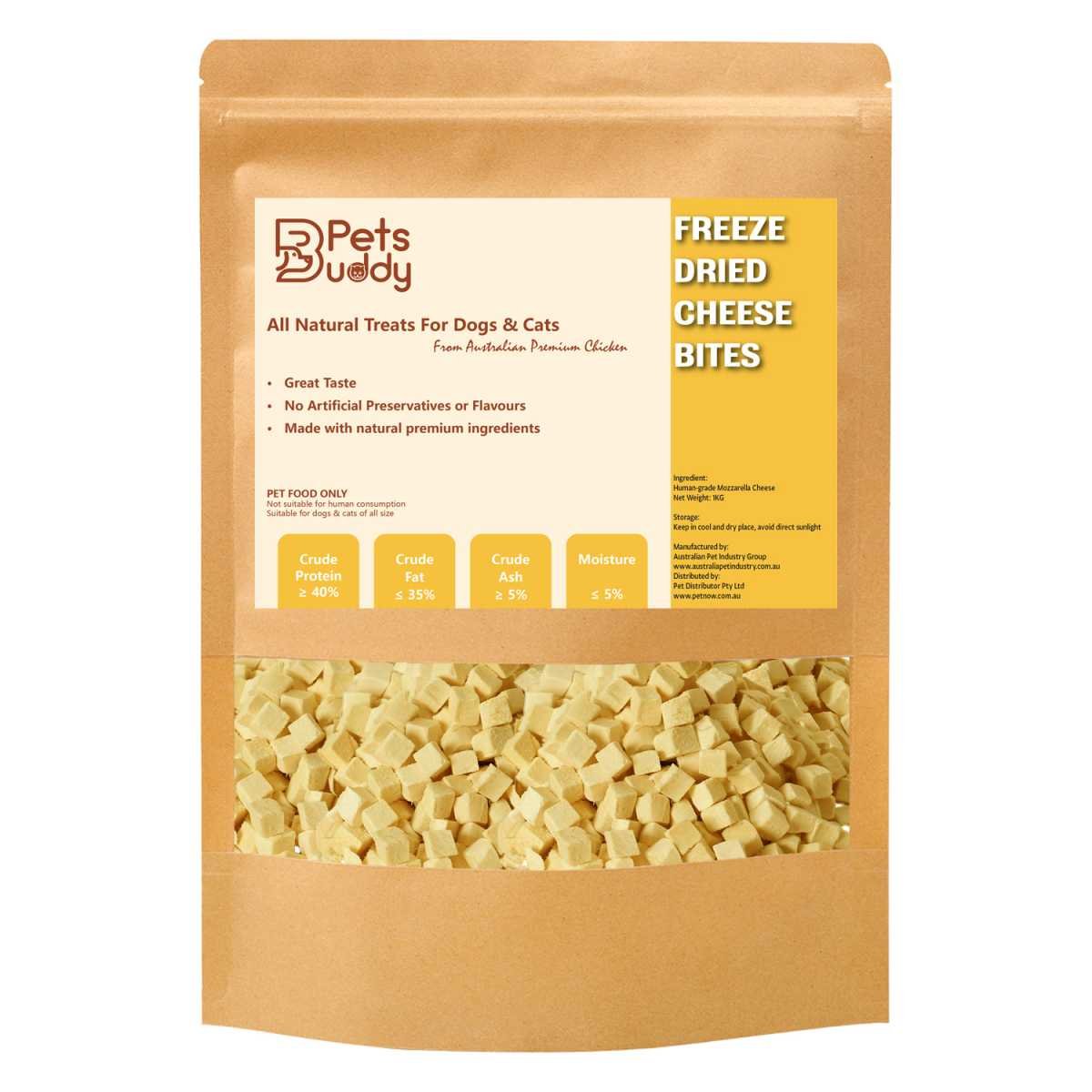 PetsBuddy Freeze Dried Treat Mozzarella Cheese 1kg