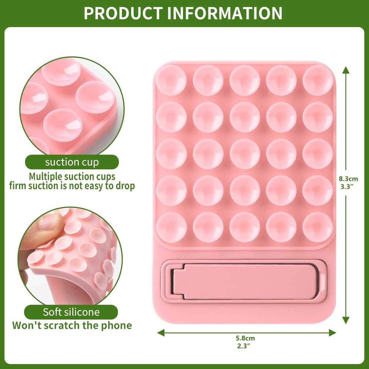 Navy Blue 4 Pack Silicone Suction Phone Mount with Foldable Kickstand - Adhesive Sticky Grip Pad for Mirrors & Glass - 2-in-1 Hands-Free Holder for Content Creation