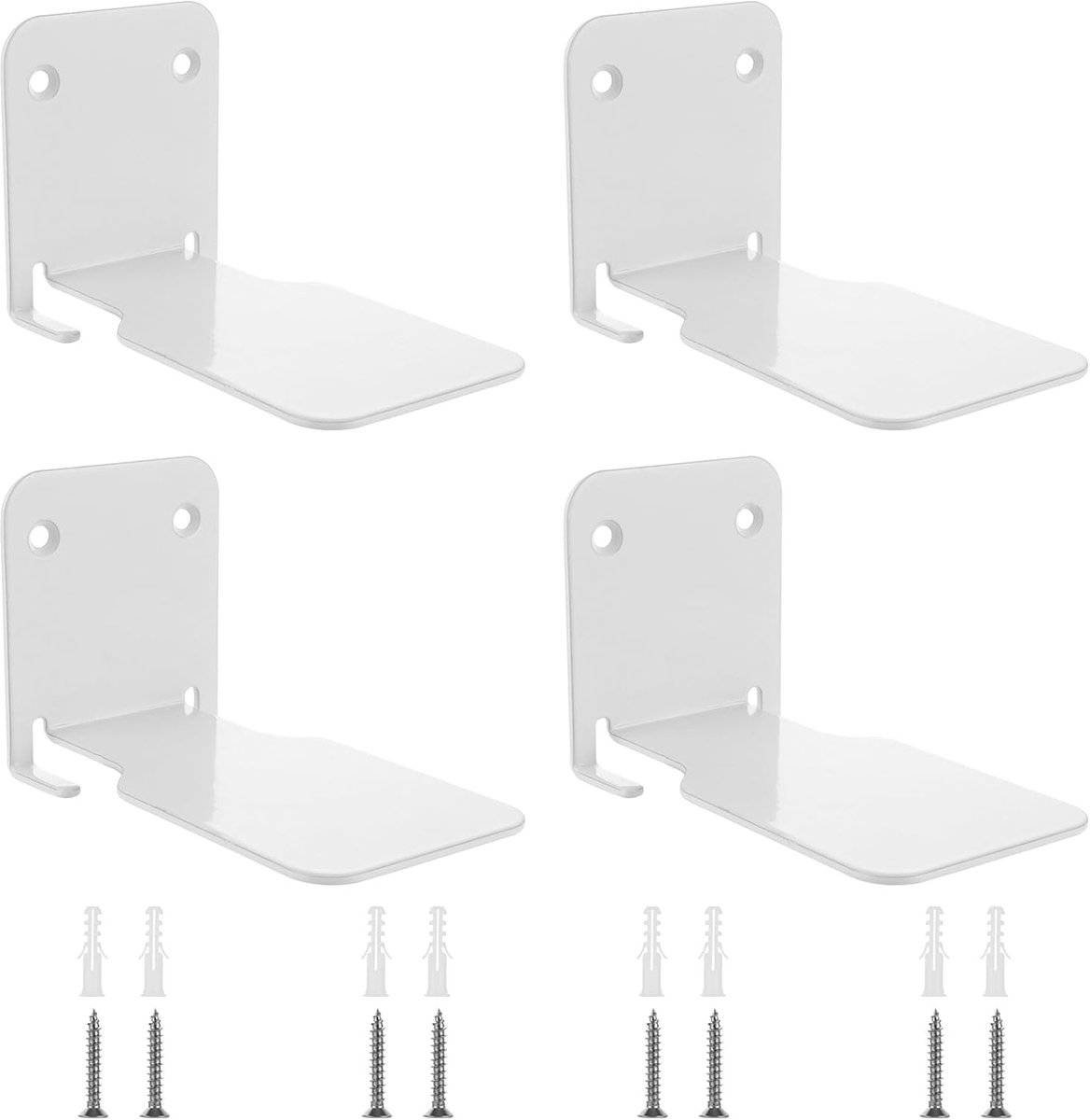 4-piece set - Invisible shelf - Wall shelf - Multifunctional metal shelves - Floating shelves - Wall shelf - Shelf - with screws - for office, classroom and bookstore - White - 6.6 x 6 x 10.5 cm