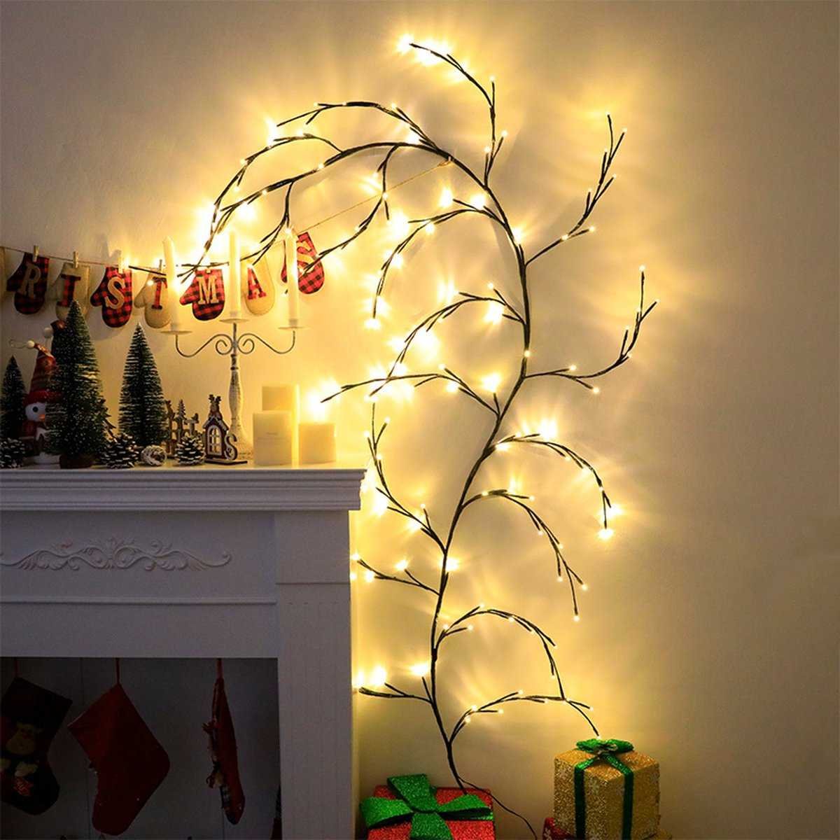 Beautiful LED Vine Branch Wall Light - 2 meters Long, 144 LED Lights - Suitable for Indoor and Outdoor Use - 8 Lighting Modes - Flexible and Decorative - Brown