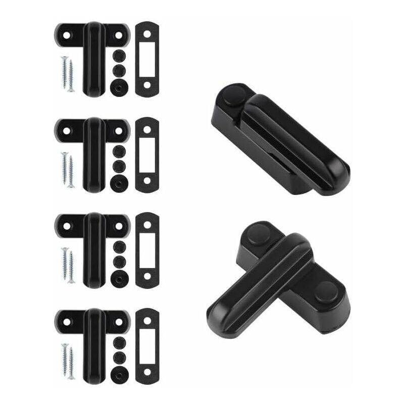 Sash Jammer Additional Window Lock, 4 Door Window Locks Block Aluminum Alloy With 8X Screws, Home Security, Child