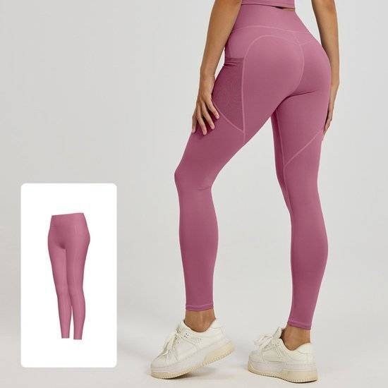 Slim Fit Sports Pants - High Waist Yoga Pants with Side Pockets - Soft and Stretchy Blended Fabric, Breathable and Comfortable - Skinny Fit with Elastic Waist - Suitable for Yoga, Fitness, Walking and Daily Use (Dark Pink, Size XXXL)