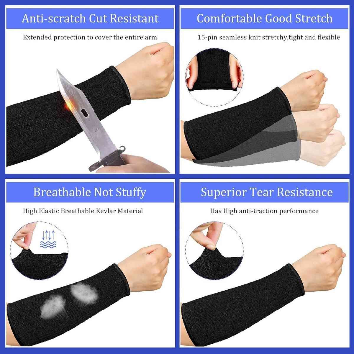 pairs of arm protectors for thin skin and bruises, cut-resistant forearm sleeve, level 5 burn arm protector (7.9 inches)