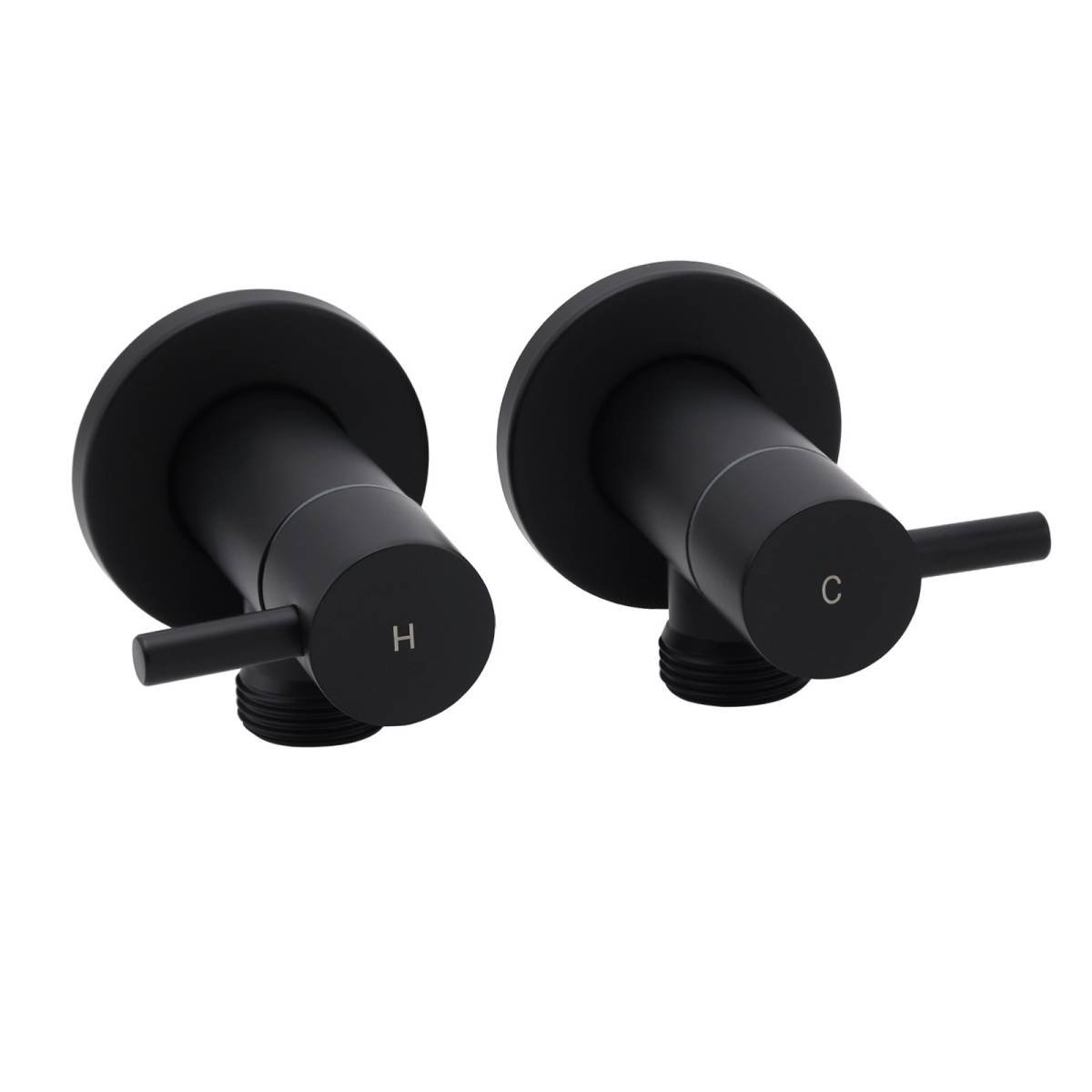 Black Washing Machine 1/4 Turn Twin Taps Laundry Room Hot Cold Water Wall Set