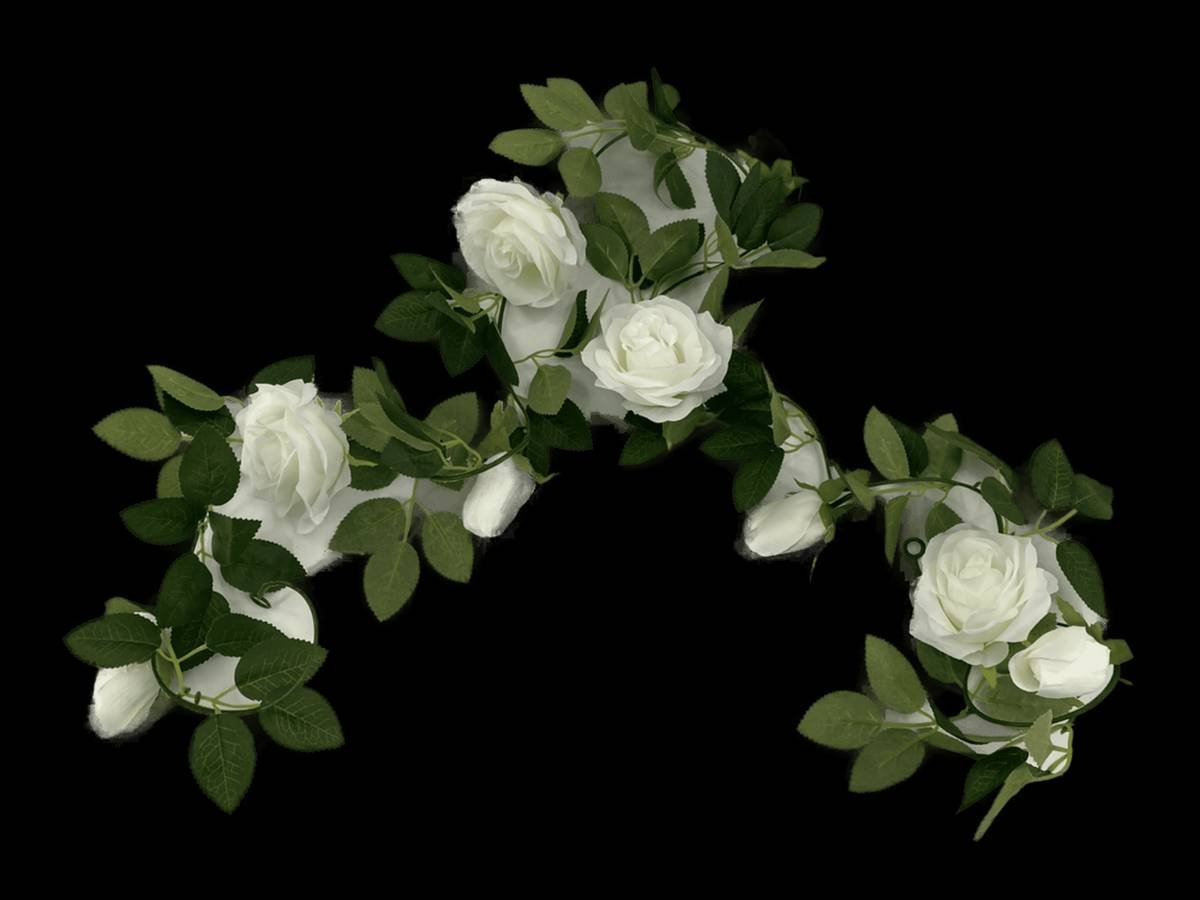 Flowering White Artificial Rose Garland 190cm
