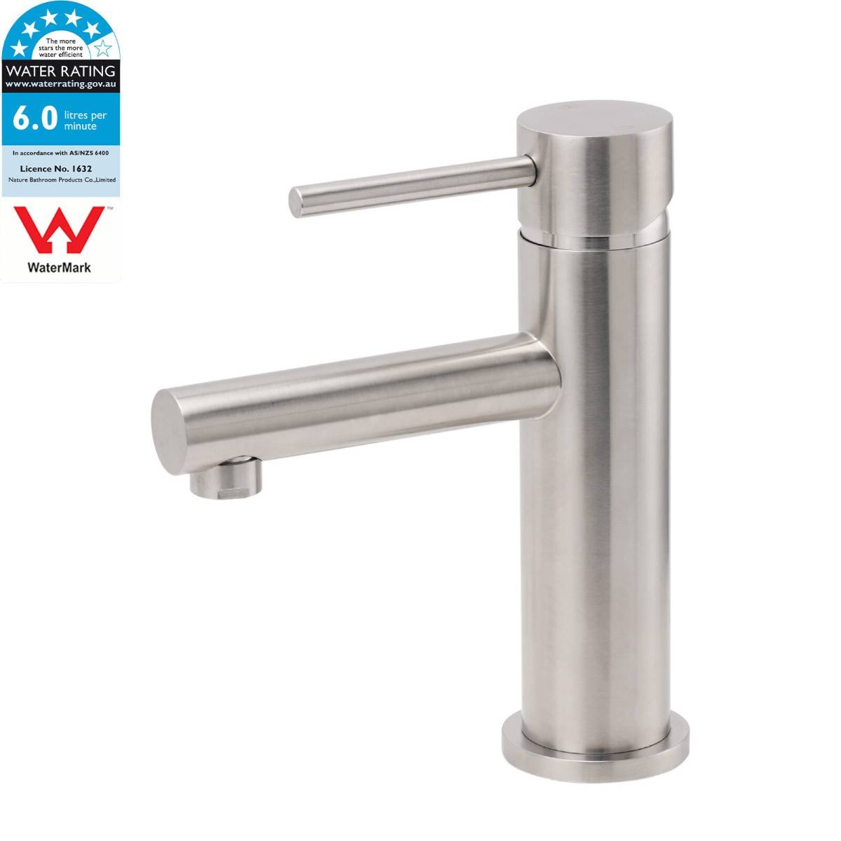 Brushed Nickel Basic Round Bathroom Basin Mixer Laundry Vanity Sink Faucet Tap