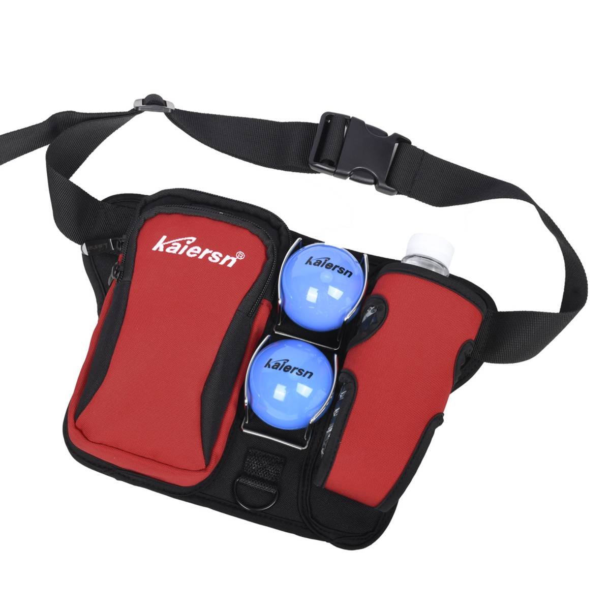 Red Professional Park Golf Waist Bag - Multi-Functional Accessory Organizer for Dual Ball Storage & Water Bottle Holder