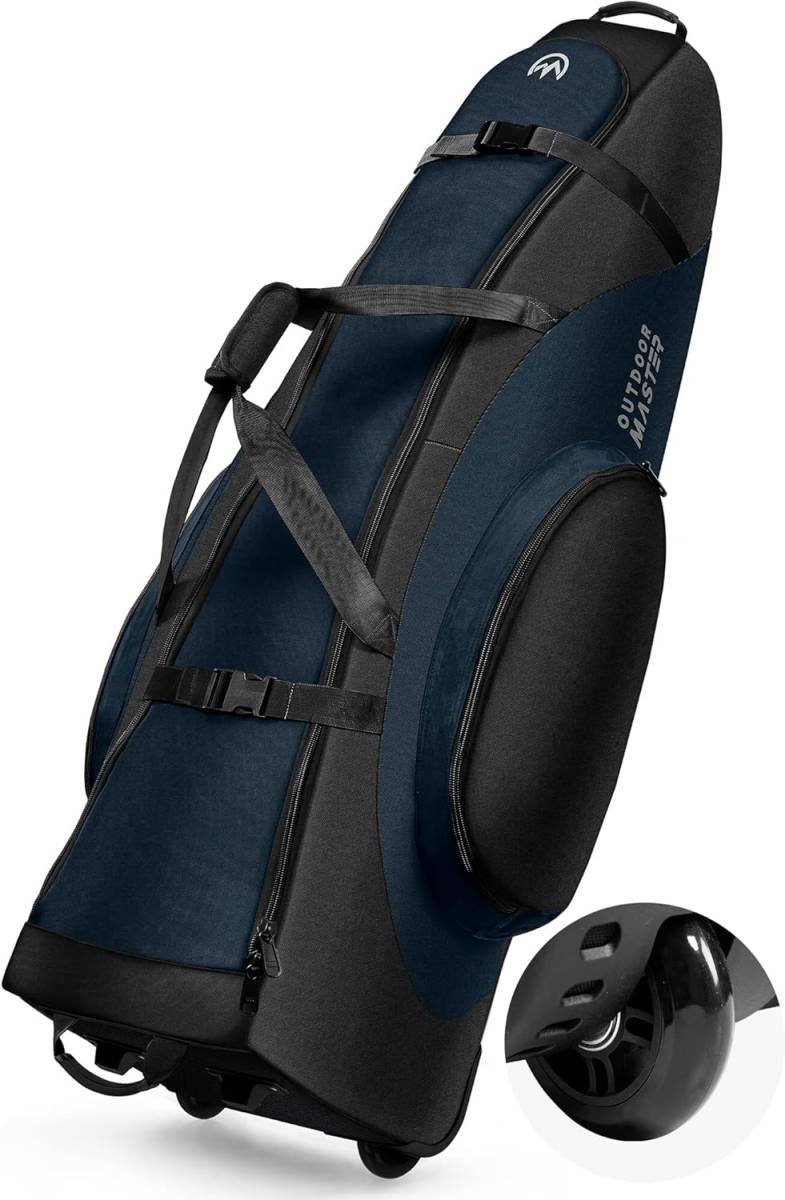 OutdoorMaster Padded Golf Club Travel Bag with Wheels, 900D Heavy Duty Oxford Waterproof -Alligators-Blue