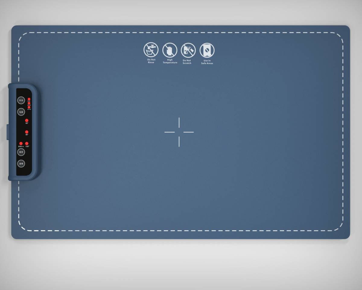 Blue 24-Inch Electric Warming Tray with 3-Temperature Settings – Graphene Heating Mat for Keeping Food Warm, Thawing Meat, Dough Fermentation, and Facial Mask Warming