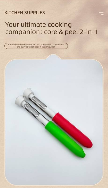 2-in-1 Apple Corer & Peeler Stainless Steel Fruit Prep Tool Kitchen Gadget Green