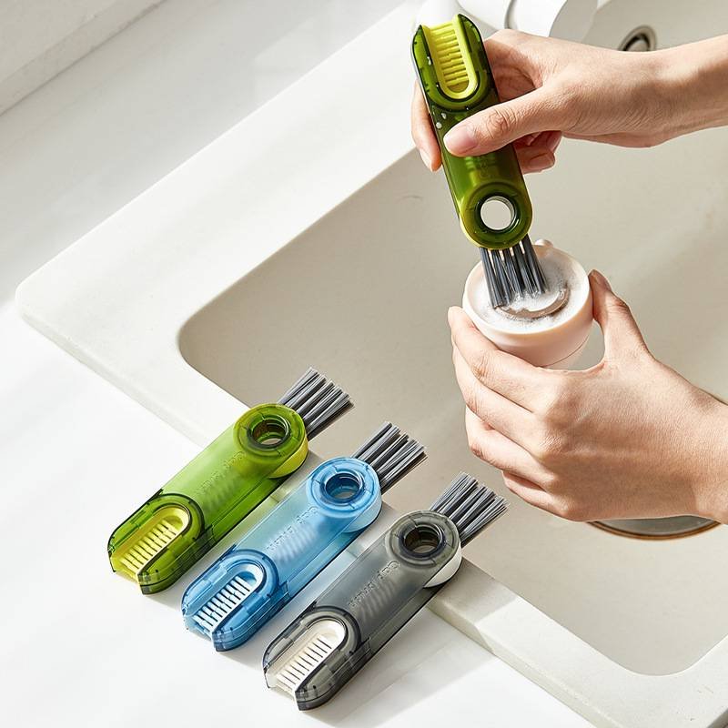 2-Packs 3-in-1 Blue Portable & Compact U-Shape Deeply-Cleaning Brush - Multi-Functional Gap Scrubber for Lids, Mugs, and Baby Bottles  