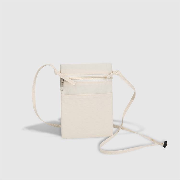 Beige Minimalist Lightweight Nylon Crossbody Phone Bag - Compact & Stylish for Women