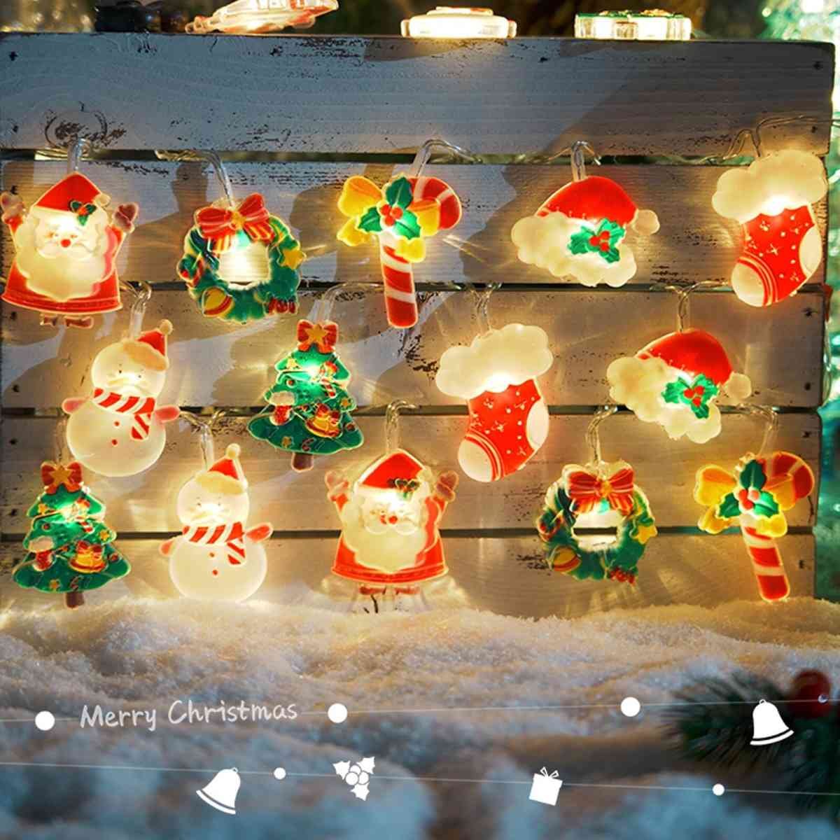 10M 80-LED Christmas Fairy String Lights: Santa/Snowman/Wreath Battery-Powered Warm White Decor for Home/Party