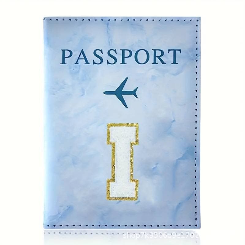 Fashion Initial Letter Passport Holder Stylish Travel Wallet Cover with Alphabet Pattern – Design I