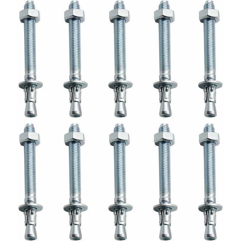 Anchor Plugs, 10 pcs M10/10Mm Galvanized Heavy Duty Anchors, Galvanized Metal Anchors, For Balustrades, Curtain Walls,