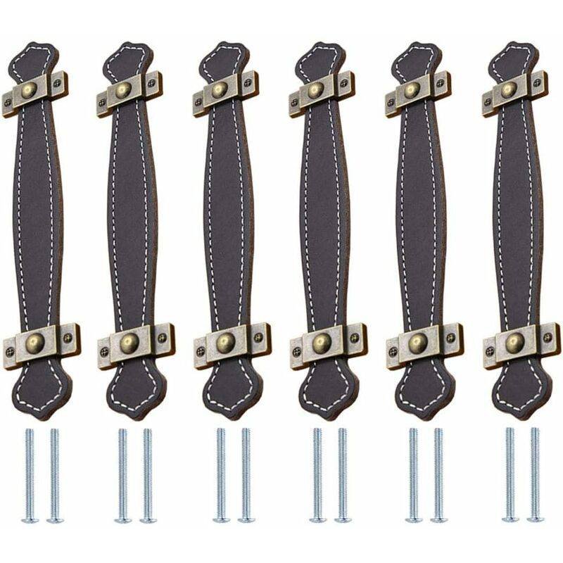 Leather Handle 6 Pieces Leather Handles For Furniture Leather Door Handle Leather Drawer Handles Cabinet Handle For
