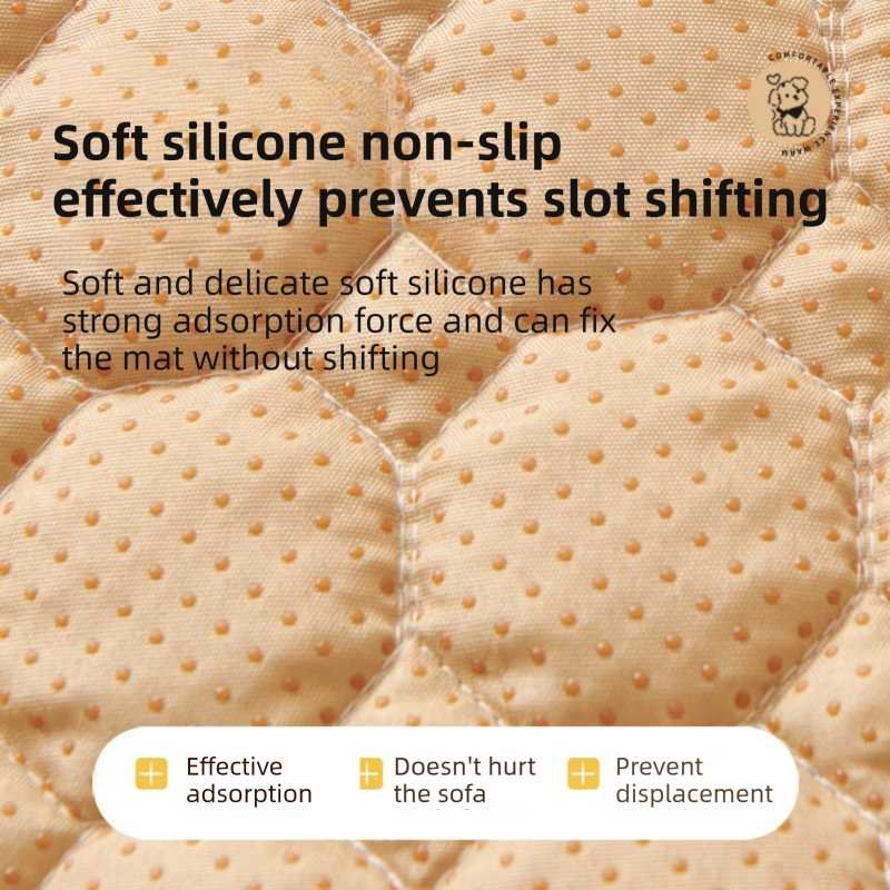 Green Pet Sofa Protector & Calming Bolster Bed with Diamond Lattice - 75x75CM Thickened Non Slip Furniture Cover for Cats & Dogs