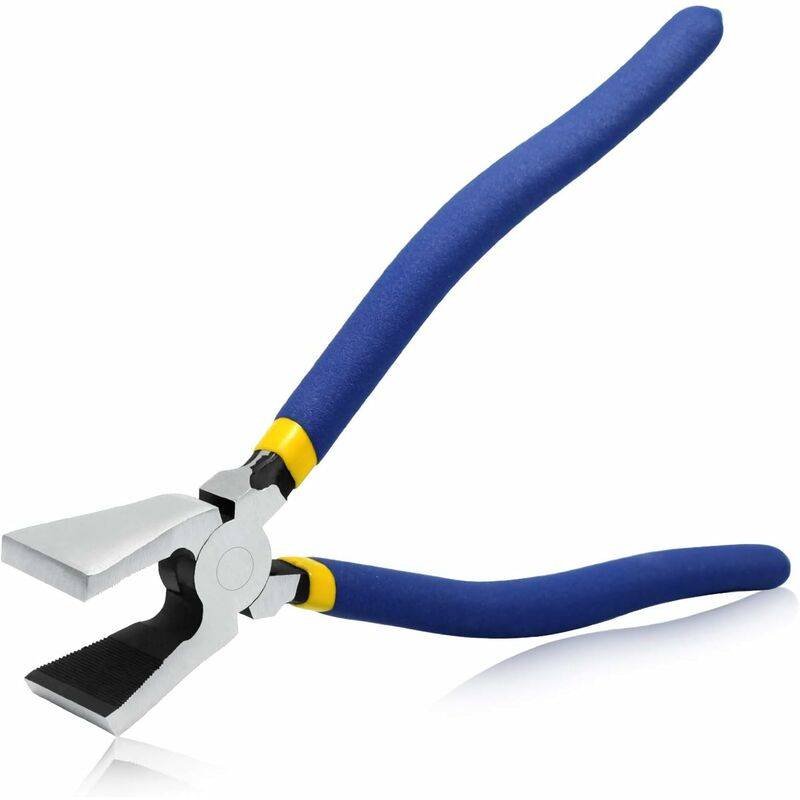 8" Flat Jaw Glass Pliers - Stained Glass Pliers - Durable Glass Breaking Tool - Heavy Duty Glass Pliers For Tile Work
