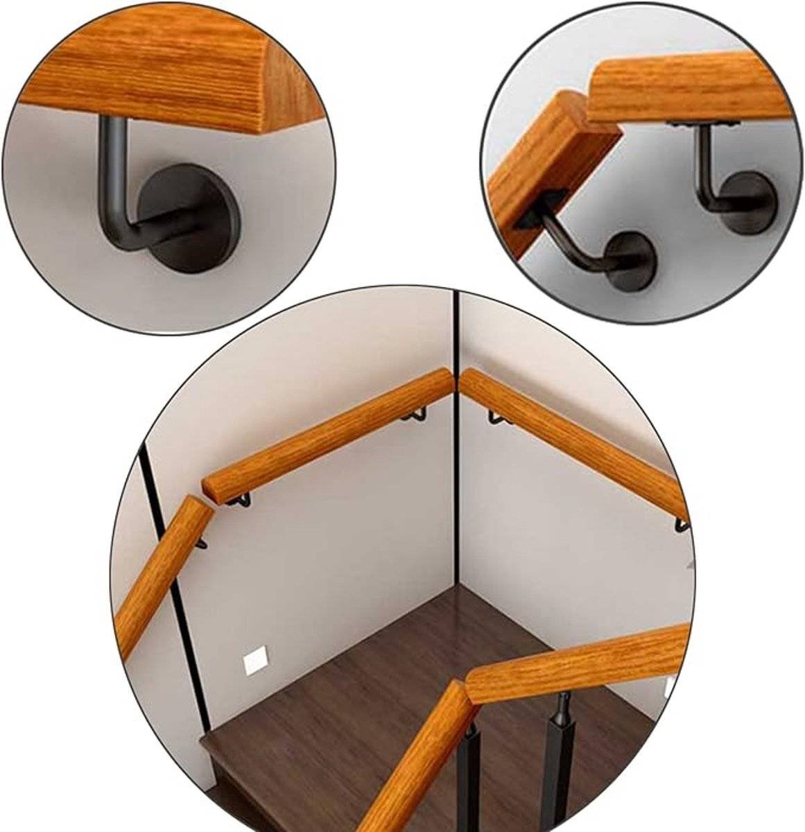 5 pieces - Handrail holder - handrail brackets - wall bracket - handrail support rod - Staircase Handrail Support - 6*8 cm - black - stainless steel - for stairwells, indoors and outdoors - for square/horseshoe-shaped handrails