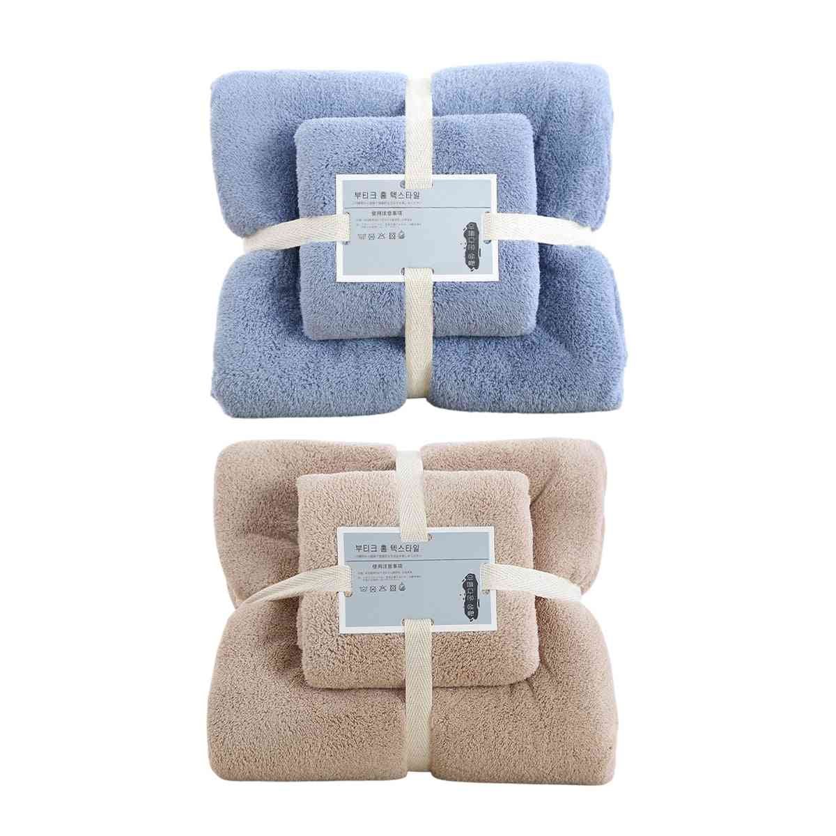 Coral Velvet Towel Set Bath Towels Soft Absorbent Quick Dry Face Hand Cloth Home - Brown