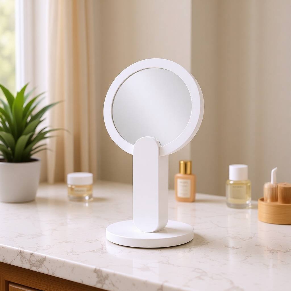 Portable LED Makeup Mirror Foldable Handheld Vanity Light Compact Travel Cosmetic Mirror for Women and Students