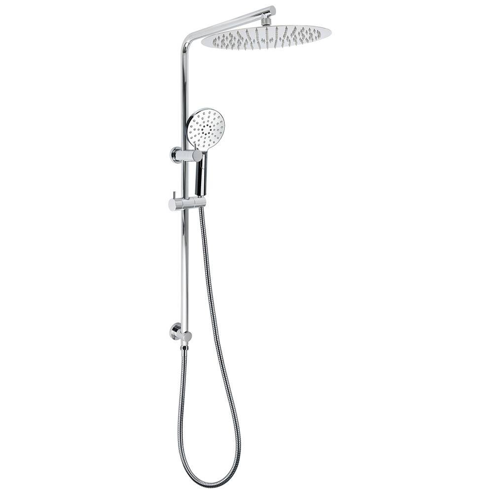 WELS Twin Shower Set Large Round 12" Rainfall Head 3 Modes Handheld Silde Rail