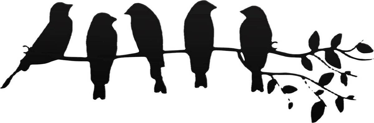Birds on a branch wall decoration metal wall decoration iron 5 birds black hollow sculpture decor hanging ornament rustic hanging sign for living room office home