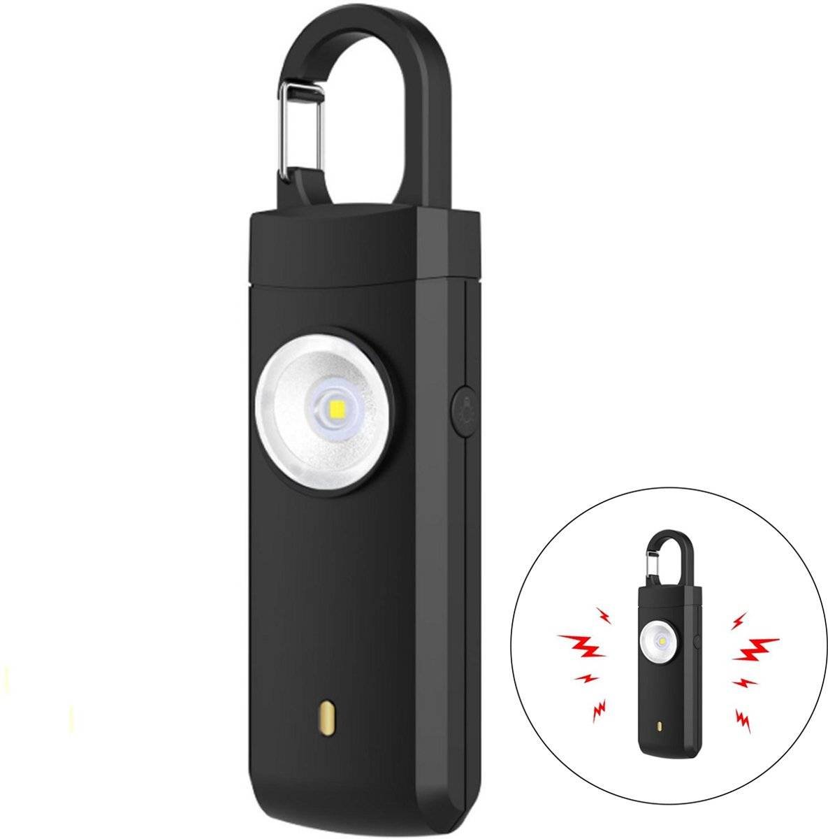 Alarm - Personal Alarm - 130 dB Sound and Flashing Light - Personal Security Alarm - Self-Defense Keychain - Personal Protection - Alarm for Seniors - Portable Security Alarm - Black