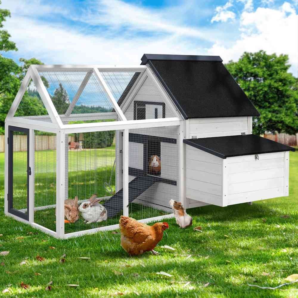 i.Pet Chicken Coop Rabbit Hutch 166cm x 120cm x 112cm Large Chicken Coop House Run Cage Wooden