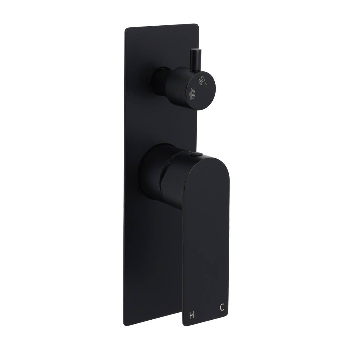 Watermark Matt Black Square Bathroom Shower Mixer 2-Way Control Switch Diverter