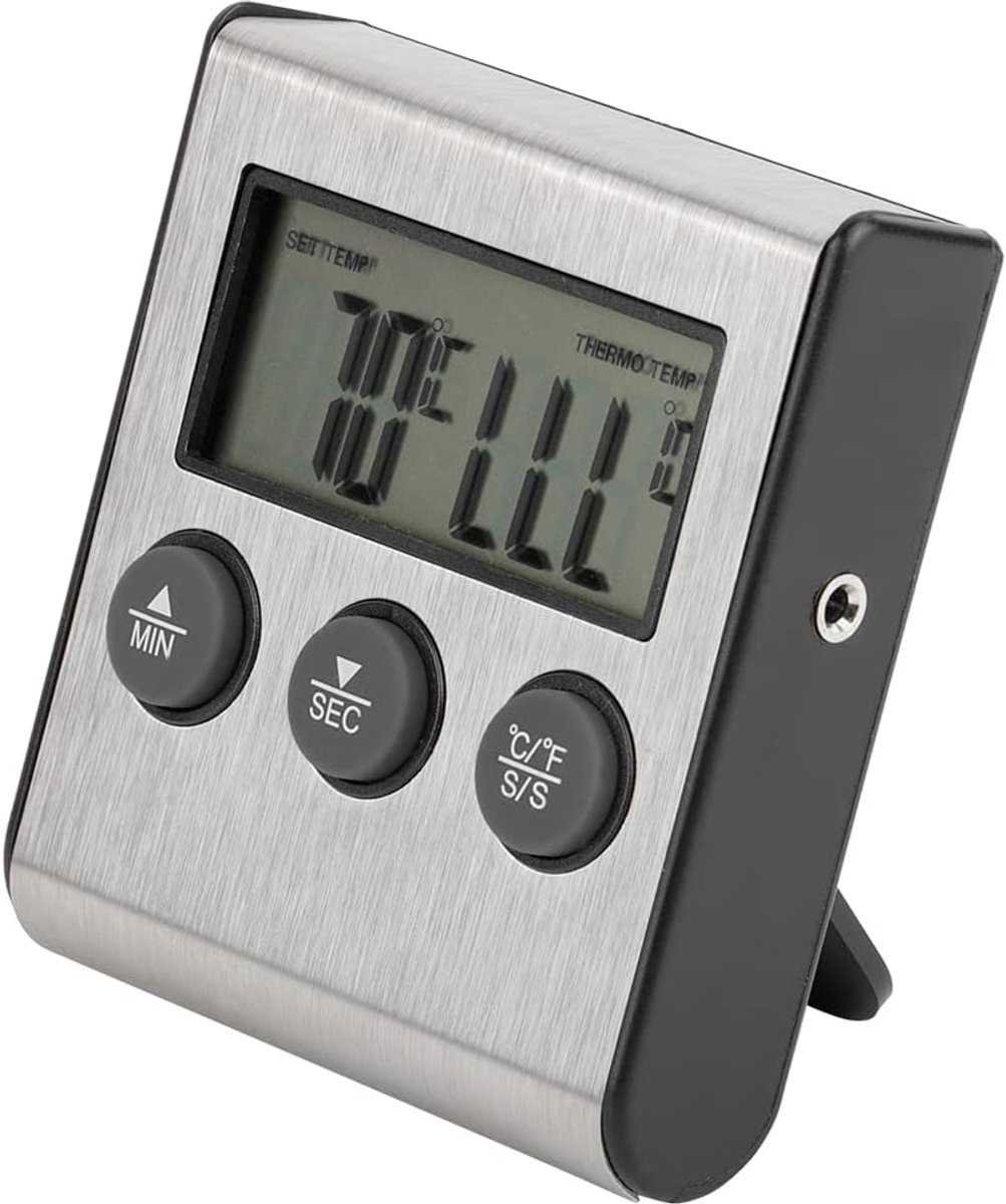 Food Thermometer - Meat Thermometer - Grill Thermometer - Meat Cooking Probe - Accurate Digital Kitchen Thermometer with Timer - Suitable for Cooking and Outdoor Grilling