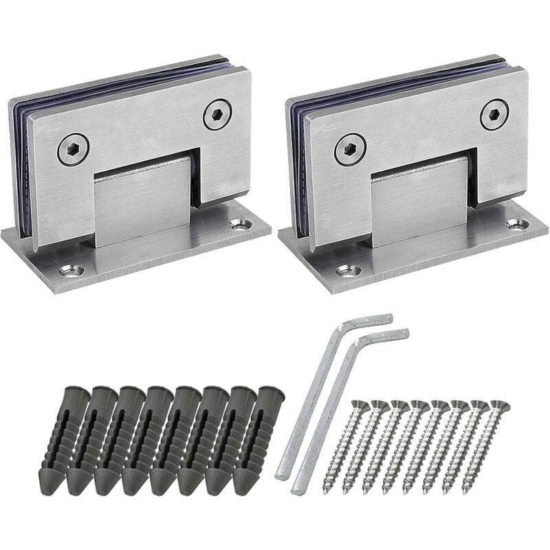 2 Pack 90 Degree Shower Door Hinges With Screws, 4Mm Thickness Stainless Steel For Bathroom Door And Glass (Silver)