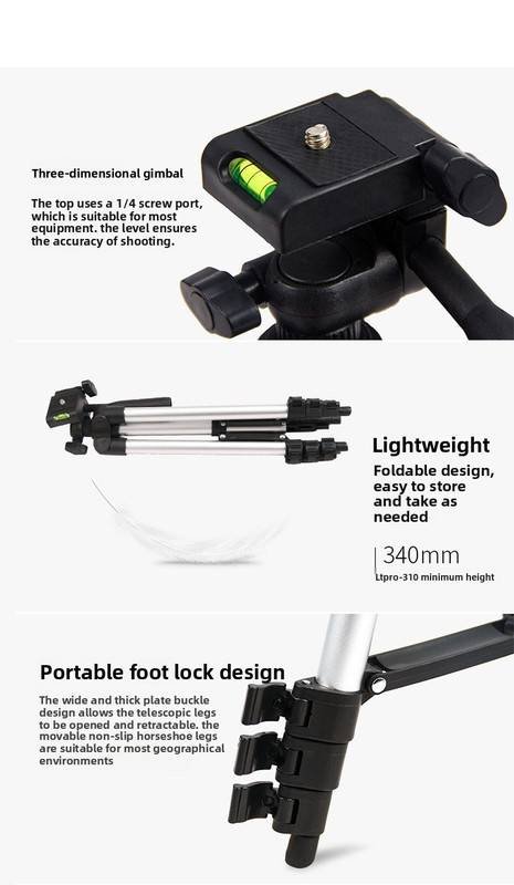3120 Black Camera & Phone Tripod Stand - 110cm Lightweight Aluminium Portable Travel Mount with 3-Way Head & Universal Smartphone Holder - Adjustable Vlogging Gear - Black
