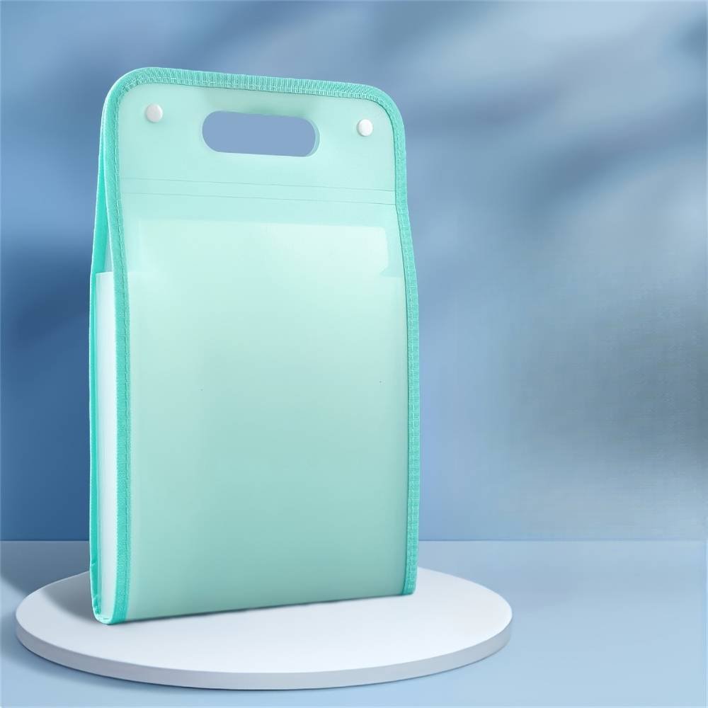 13-Pocket Accordion File Folder — A4 Portable Vertical Folding Organizer with Index Tabs, Suitable for School, Office, Student, and Professional Document Organization, Made of High-Clarity Waterproof Material, Expandable Multi-Functional File Pouch（GREEN）