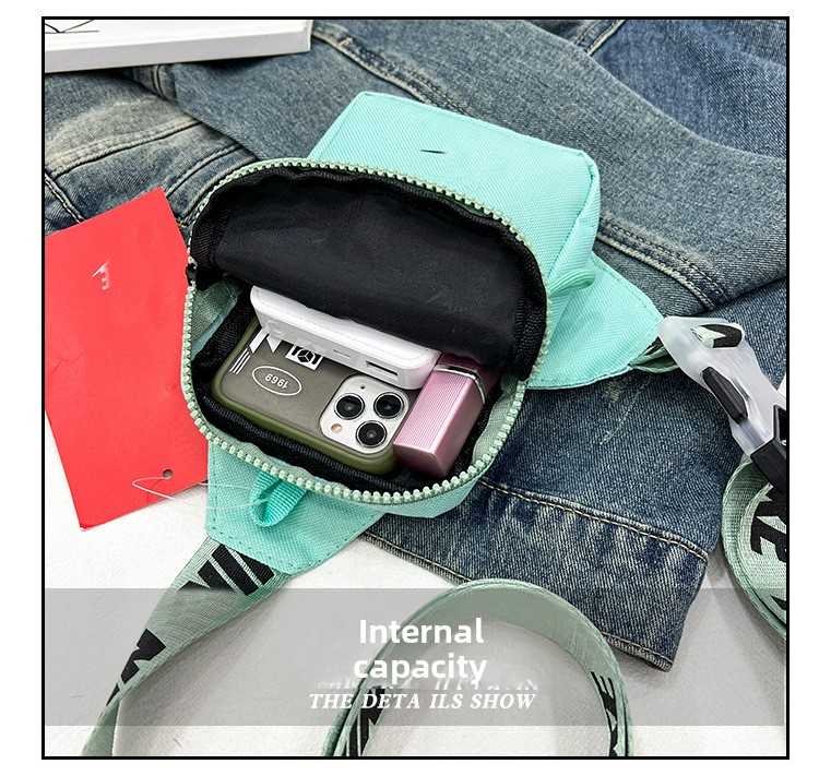 Unisex Mini Nylon Crossbody Sling Bag Chest Pouch Adjustable Wide Strap Lightweight Dark Green for Travel Sports & Festivals