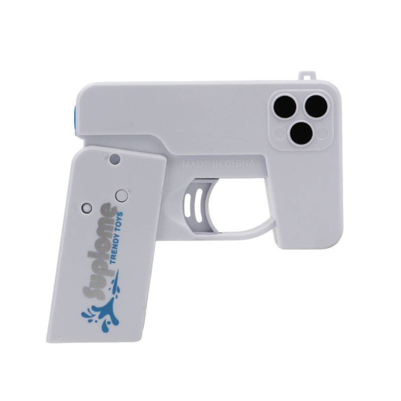 2 Pcs Grey Mini Foldable Phone Water Gun - Portable Dual-Nozzle Spray Toy for Summer Fun and Stress Relief