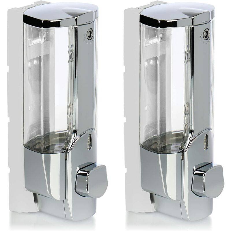2X Wall Mount Soap Dispenser - Wall Mounted Soap Dispenser, Refillable - Soap Dispenser For Shower Gel And Shampoo