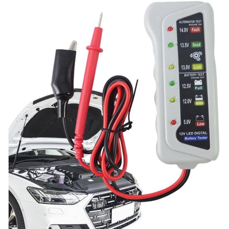Car Battery Tester,High Accuracy LED Light 6V 12V Auto Battery Analyzer - Voltage Testers With Ergonomic Handle,