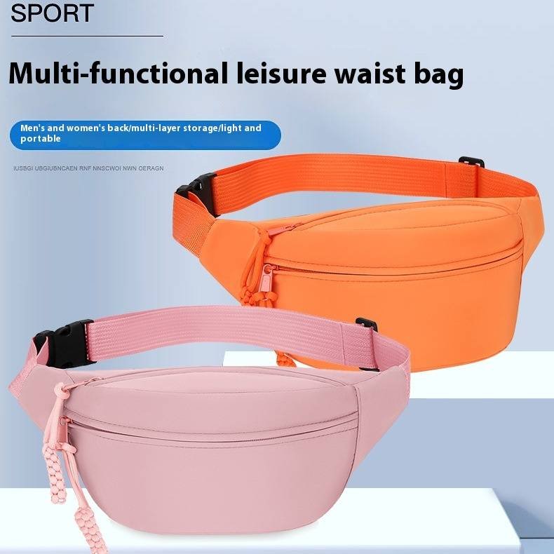 Beige Women's Fashion Crossbody Sling Bag Large Capacity Casual Shoulder Bag Waterproof Nylon Waist Pack for Travel Sports(Style One)