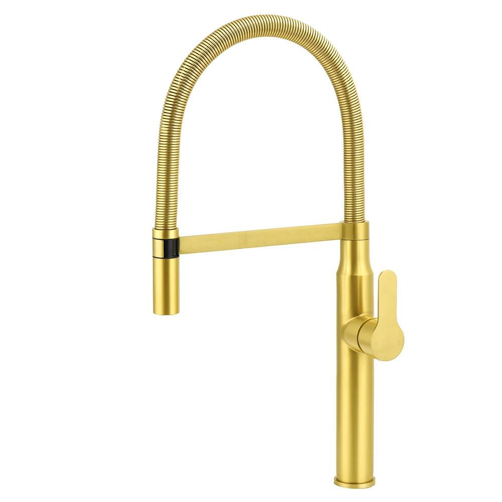 Brushed Gold Tall Kitchen Sink Basin Mixer 360º Swivel Faucet Tap Pull Out Spout