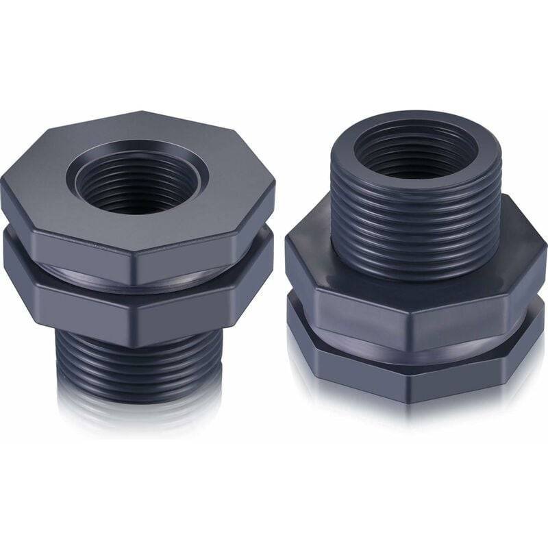 2-Piece Pvc Bulkhead Fitting For Rain Barrels, Aquariums, Water Tanks (3/4")