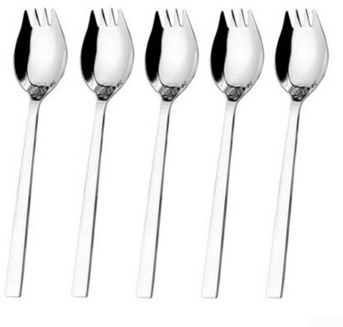 5-piece stainless steel cutlery set - fork and spoon - soup, salad and noodle spoons and forks