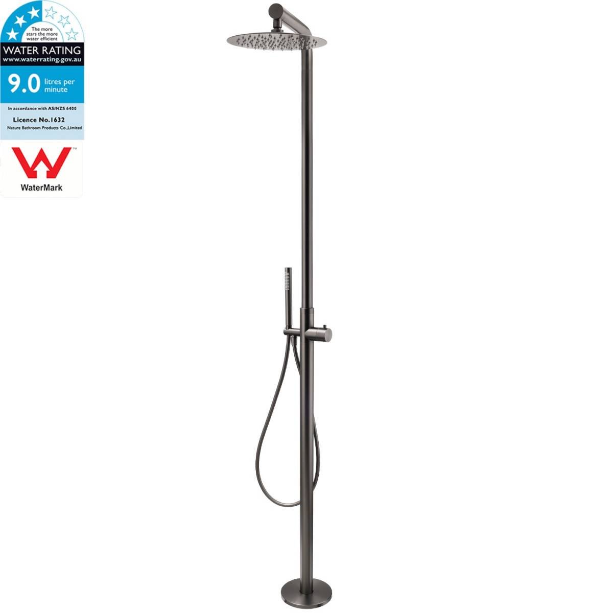316 SUS WELS Gun Metal Twin Shower Handset Combo Outdoor Bath Rainfall 10" Head
