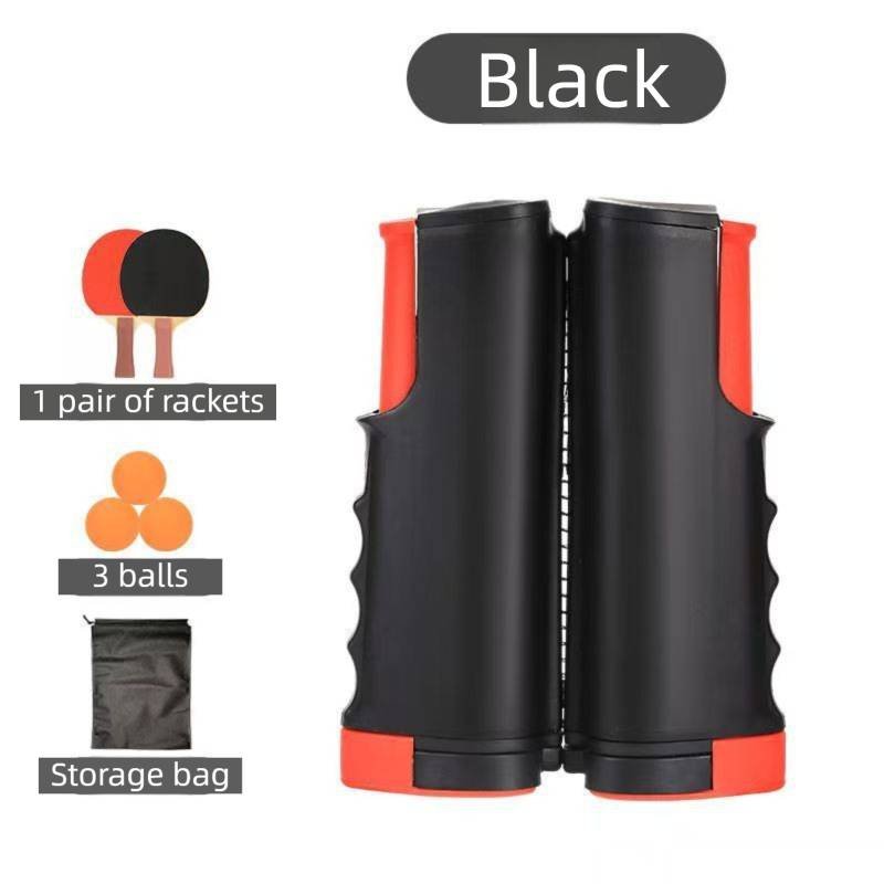 Black Portable Table Tennis Set with 2 Paddles, 3 Balls and Carry Bag - 165cm Retractable Ping Pong Net & Post - Indoor/Outdoor Professional Training Kit