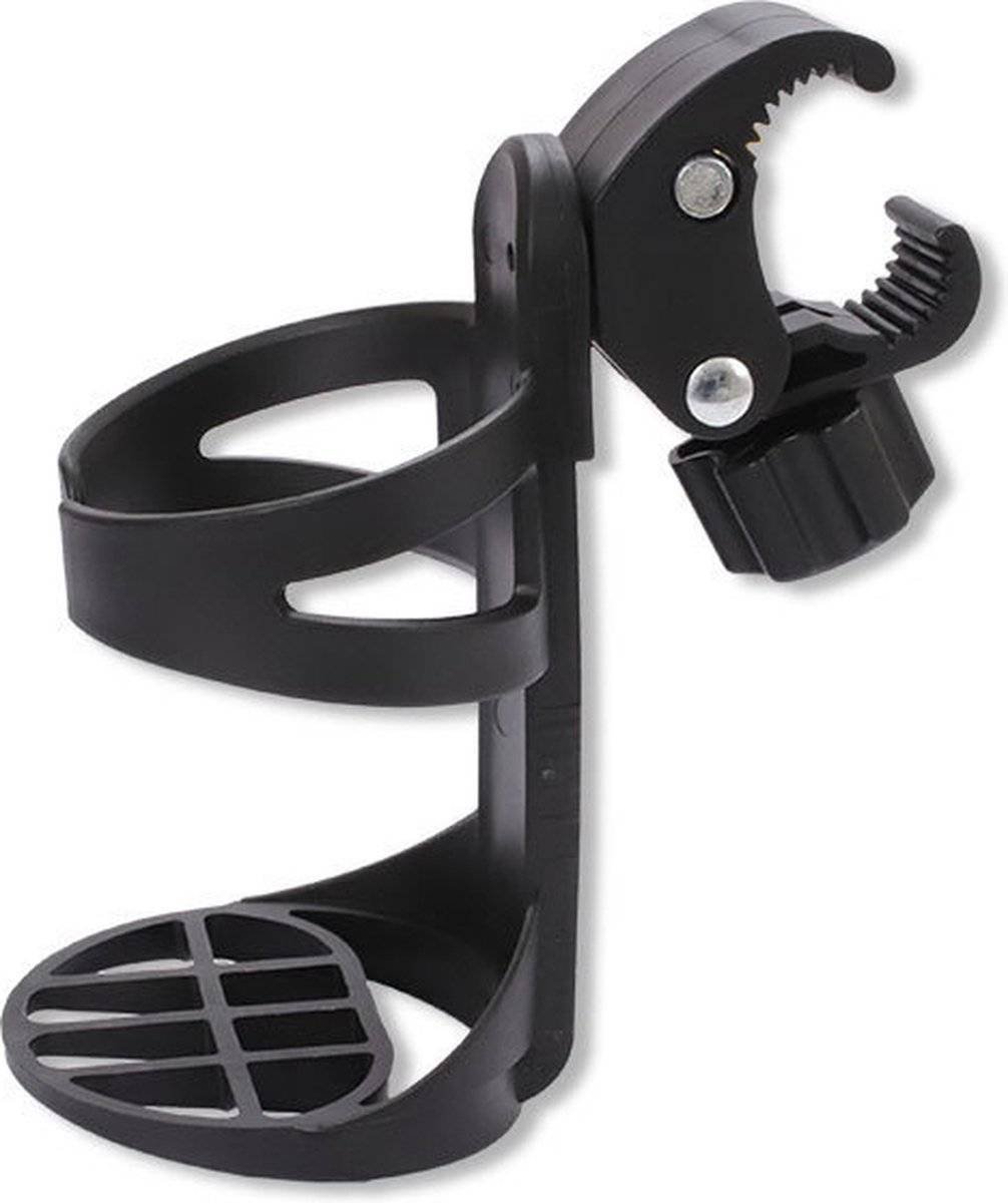 Bicycle cup holder - Cup holder - PP - black - Stroller cup holder - 360 degree rotation - adjustable clamp - Universal - large caliber - for mountain bikes, bicycles, strollers and wheelchairs