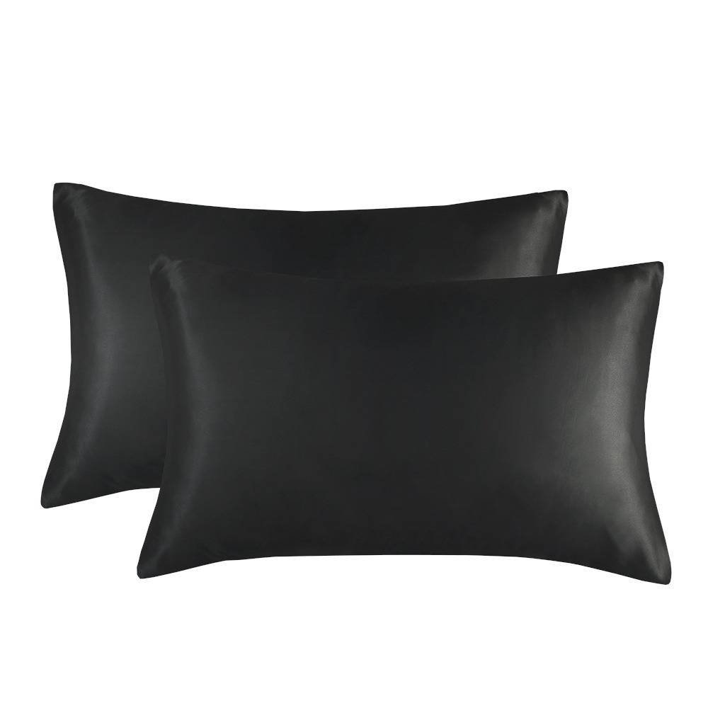 1-Pair Black Luxury Satin Silk Pillowcase for Hair and Skin - Smooth Cooling Pillow Cover with Envelope Closure - King (20x36")