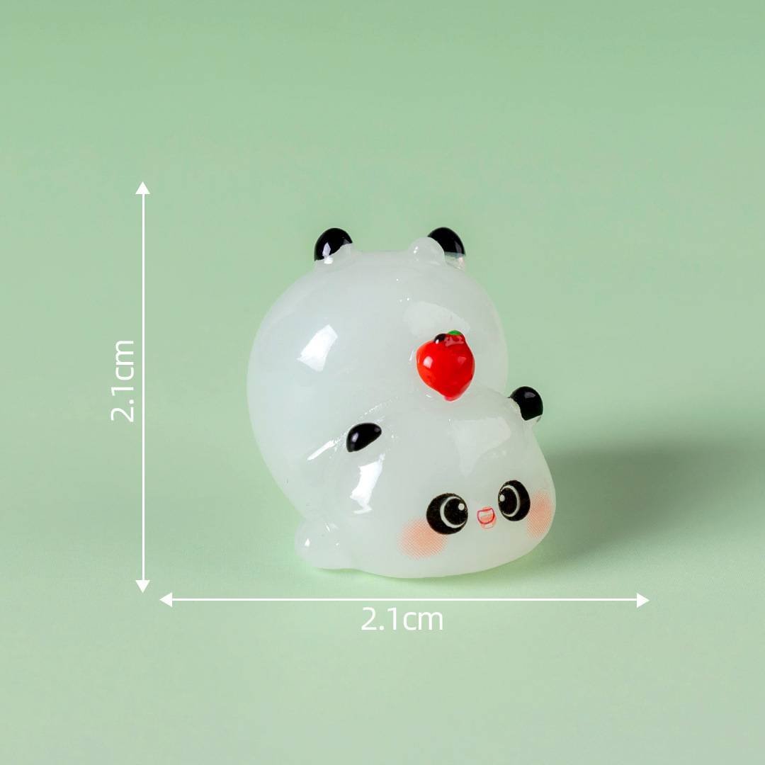 5-PCS Transparent pounce Cute Glow in the Dark Panda Figurines Resin Miniature Ornaments for DIY Fairy Gardens and Micro Landscapes